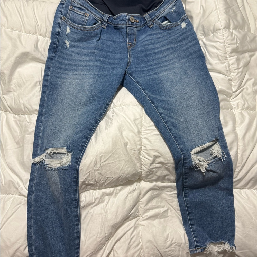 Abercrombie & Fitch Maternity Light Blue Ripped Boyfriend Jeans